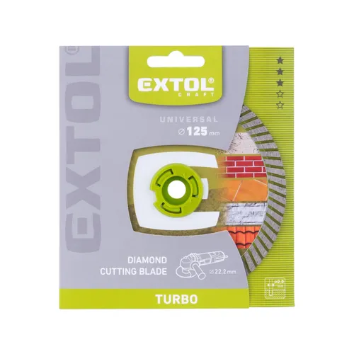 Kotouč diamantový řezný, turbo - suché i mokré řezání, o 125x22,2x2mm EXTOL CRAFT 903052