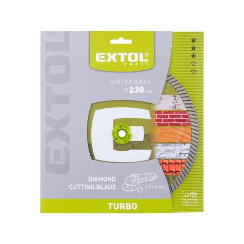 Kotouč diamantový řezný, turbo - suché i mokré řezání, o 230x22,2x2,6mm EXTOL CRAFT 903055