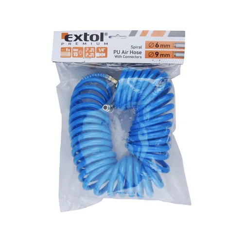 Hadice vzduchová spirálová pu s mosaznými rychlospojkami, 1/4", vnitřní ⌀6mm, l 8m EXTOL PREMIUM 8865132
