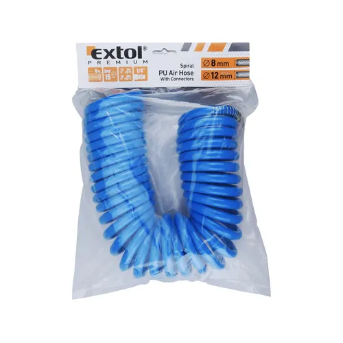Hadice vzduchová spirálová pu s mosaznými rychlospojkami, 1/4", vnitřní ⌀8mm, l 8m EXTOL PREMIUM 8865135