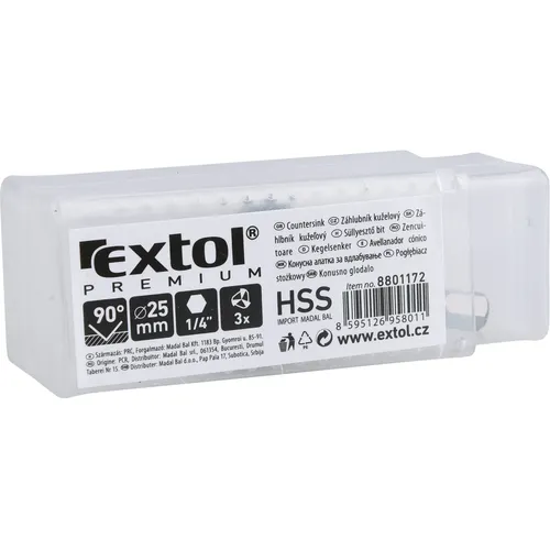 Záhlubník kuželový 90°, o 25mm, hss-4241 EXTOL PREMIUM 8801172