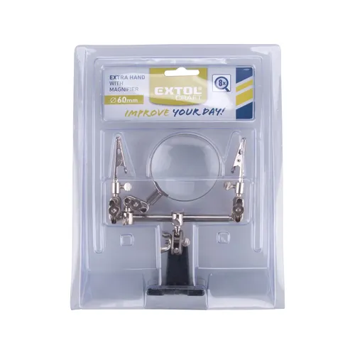 Držák „třetí ruka“ s lupou, průměr lupy 60mm, zvětšení lupy 8x EXTOL CRAFT 9140