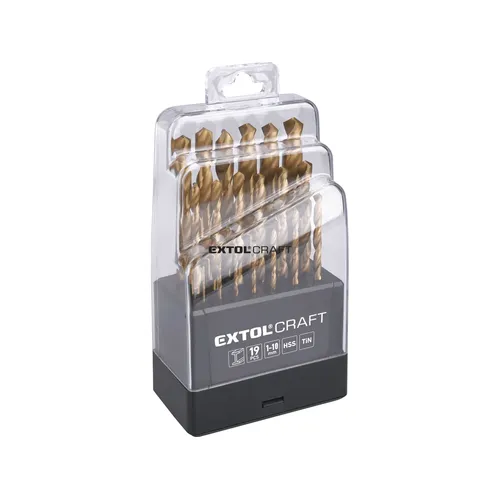 Vrtáky do kovu, sada 19ks, ⌀1-10mm, hss EXTOL CRAFT 1119A