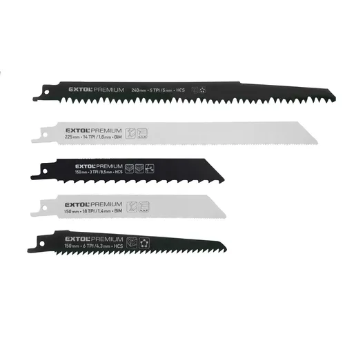Plátky do pily ocasky – mix sada 5ks, hcs, bim EXTOL PREMIUM 8806000