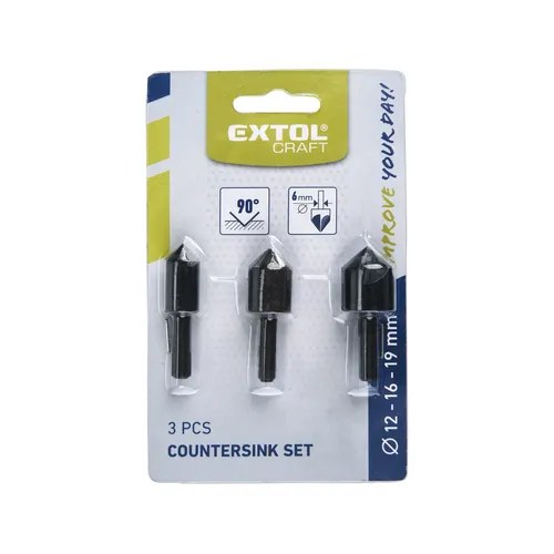 Záhlubníky do vrtačky 90°, sada 3ks, o 12-16-19mm EXTOL CRAFT 930040