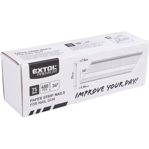 Hřebík nastřelovací, 480ks, 75mm, ⌀3,05mm, vroubkovaný EXTOL PREMIUM 8862604