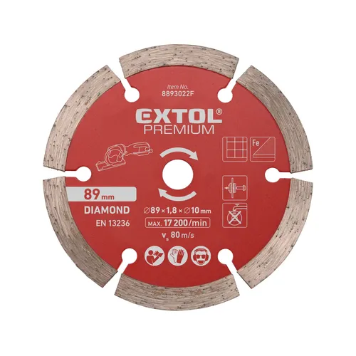 Kotouč diamantový, řezný, segmentový, ⌀89×1,0×10mm EXTOL PREMIUM 8893022F