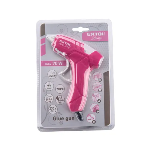 Pistole tavná lepící, ⌀7,2mm, 25w, růžová EXTOL LADY 422003