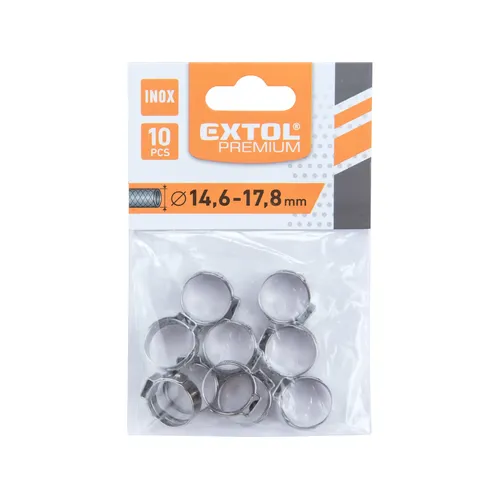 Spona na hadici, 10ks, ⌀17,8mm, inox EXTOL PREMIUM 8865175