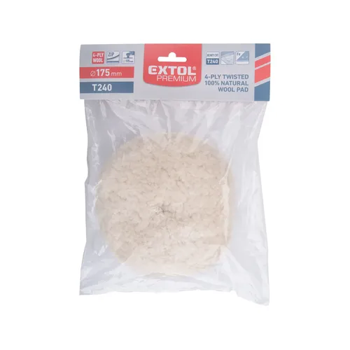 Kotouč leštící vlněný, t240, ⌀190mm, 4ply 100% vlna, suchý zip ⌀150mm EXTOL PREMIUM 8804575