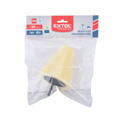 Kužel leštící pěnový, t80, žlutý, ⌀80mm, stopka 6mm EXTOL PREMIUM 8804566