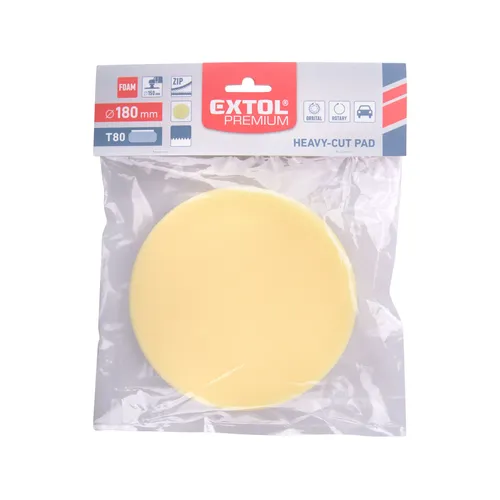 Kotouč leštící pěnový, t80, žlutý, ⌀180x30mm, suchý zip ⌀150mm EXTOL PREMIUM 8804508