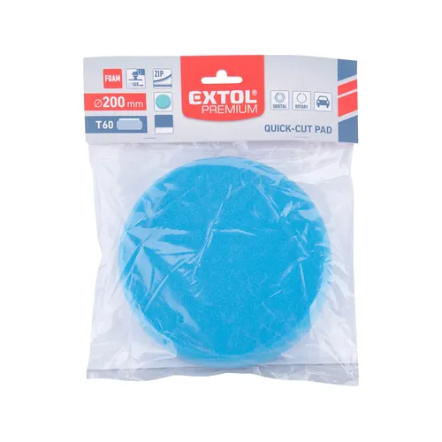 Kotouč leštící pěnový, t60, modrý, ⌀200x30mm, suchý zip ⌀180mm EXTOL PREMIUM 8804516