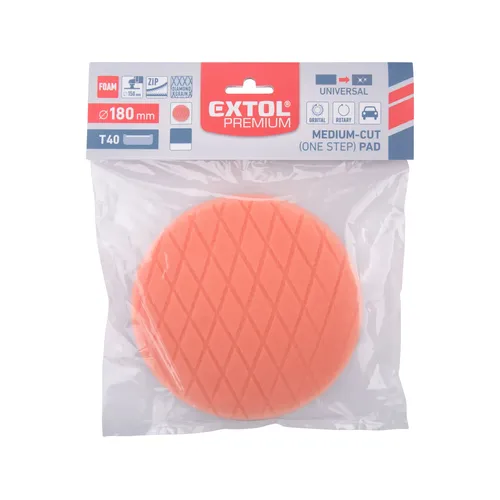 Kotouč leštící pěnový, diamantový vzor, t40, oranžový, ⌀180x35mm, zapuštěný suchý zip ⌀150mm EXTOL PREMIUM 8804534