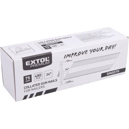 Hřebík nastřelovací, 480ks, 75mm, ⌀3,05mm, hladký EXTOL PREMIUM 8862607