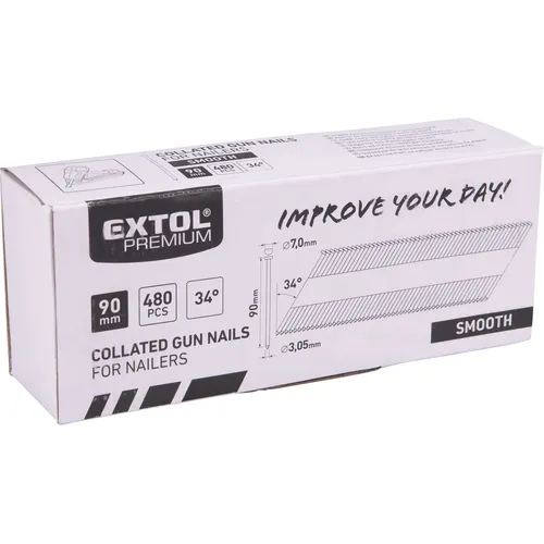 Hřebík nastřelovací, 480ks, 90mm, ⌀3,05mm, hladký EXTOL PREMIUM 8862608