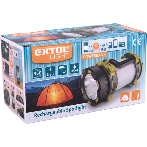 Svítilna 350lm, cree xpg2 led, 360° osvětlení, usb nabíjení s powerbankou, cree xpg2 r5 led + 40x led EXTOL LIGHT 43140