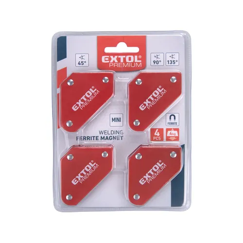 Magnet-úhelník svařovací mini, sada 4ks, 45°-90°-135°, nosnost do 4kg EXTOL PREMIUM 8815180