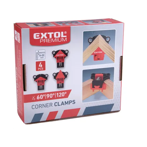 Svěrky úhlové truhlářské, sada 4ks, 60°-90°-120° EXTOL PREMIUM 8815440