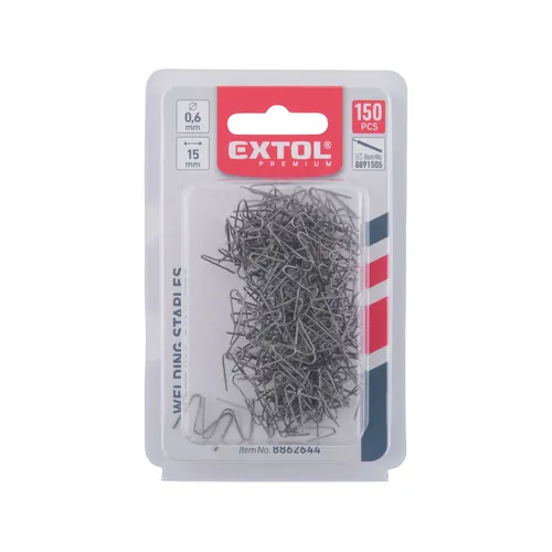 Spony svařovací, 150ks, vnější roh "m", ⌀0,6mm, rozteč 15mm EXTOL PREMIUM 8862644