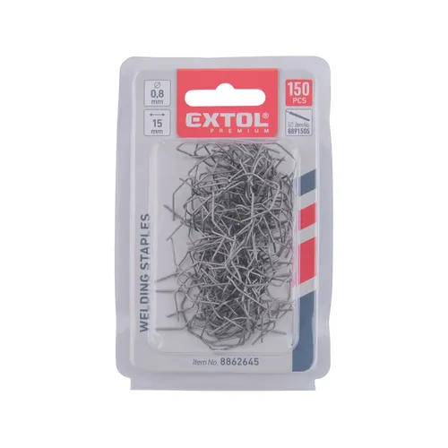 Spony svařovací, 150ks, roh "v", ⌀0,8mm, rozteč 15mm EXTOL PREMIUM 8862645