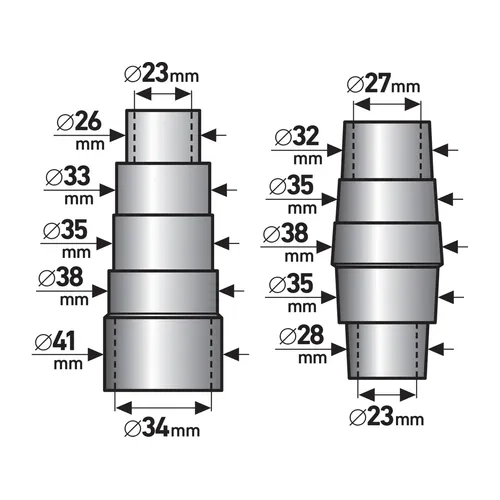 Adaptéry k odsávání, sada 2ks, ⌀vnější: 26-41/28-38mm EXTOL PREMIUM 8807100