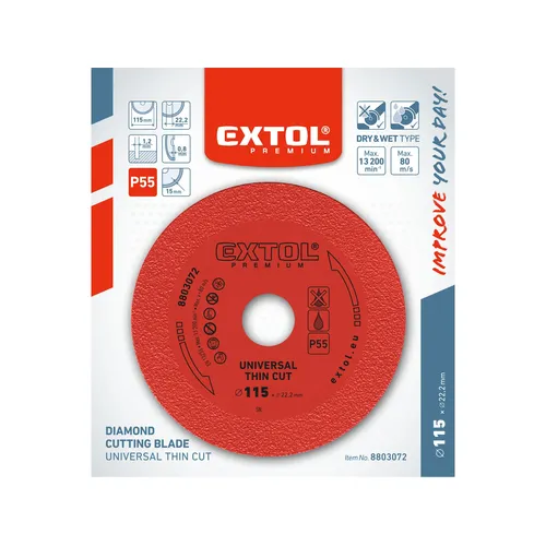 Kotouč diamantový řezný extra tenký, 115x22,2x1,2mm FORTUM 8803072