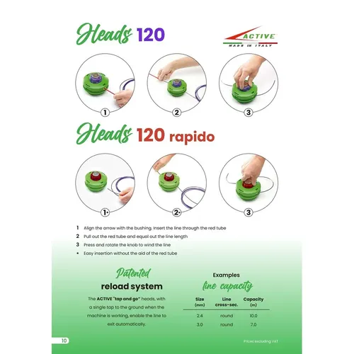 Strunová nylonová hlava 120mm M10x1,25 SX-F - OCEL ACTIVE