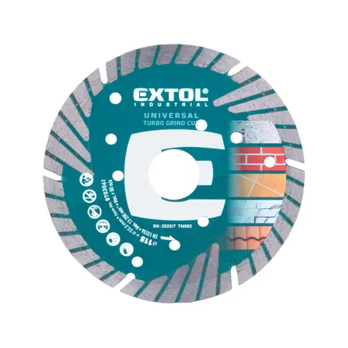 Kotouč diamantový řezný, turbo grind cut, suché i mokré řezání, o 115x22,2x2,2mm, extol premium EXTOL INDUSTRIAL 8703061