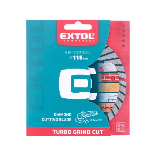 Kotouč diamantový řezný, turbo grind cut, suché i mokré řezání, o 115x22,2x2,2mm, extol premium EXTOL INDUSTRIAL 8703061