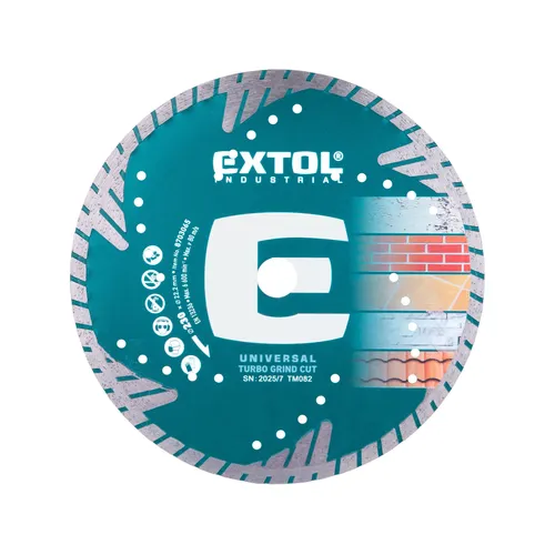 Kotouč diamantový řezný, turbo grind cut, suché i mokré řezání, o 230x22,2x2,6mm, extol premium EXTOL INDUSTRIAL 8703065