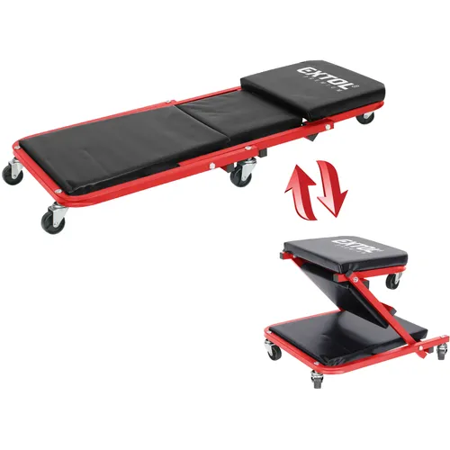 Lehátko/sedák 2v1, montážní pojízdné, rozloženo 91x41x12cm, až 150/120kg EXTOL PREMIUM 8863302