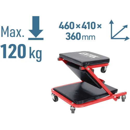 Lehátko/sedák 2v1, montážní pojízdné, rozloženo 91x41x12cm, až 150/120kg EXTOL PREMIUM 8863302