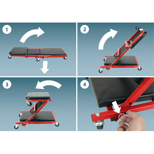 Lehátko/sedák 2v1, montážní pojízdné, rozloženo 91x41x12cm, až 150/120kg EXTOL PREMIUM 8863302