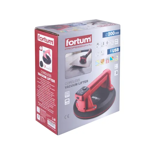 Přísavka aku s automat. udržováním podtlaku, o 200mm/150kg FORTUM 4780872