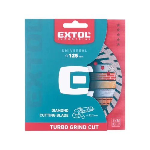 Kotouč diamantový řezný, turbo grind cut, suché i mokré řezání, o 125x22,2x2,2mm EXTOL INDUSTRIAL 8703062