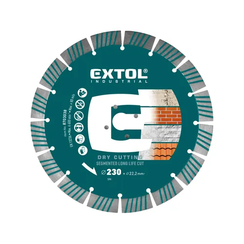 Kotouč diamantový řezný segmentový long life cut, suché řezání, o 230x22,2x2,3mm EXTOL INDUSTRIAL 8703038