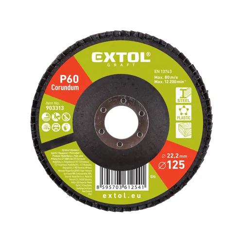 Kotouč lamelový šikmý korundový, o125mm, p60 EXTOL CRAFT 903313