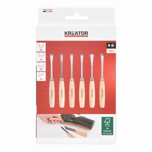 Mini řezbářské nožíky / dláta 6ks Kreator KRTH23203