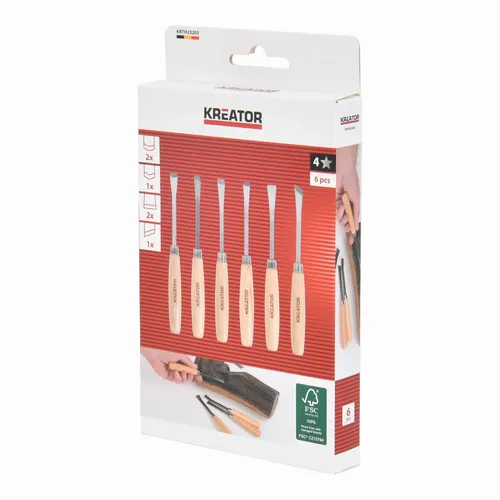 Mini řezbářské nožíky / dláta 6ks Kreator KRTH23203