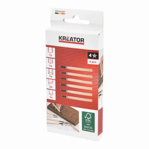 Mini dláta na dřevo sada 6ks Kreator KRTH23601