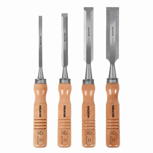 Dláta na dřevo sada 6, 12, 18, 24mm 4ks dřevěná rukojeť Kreator KRTH23603