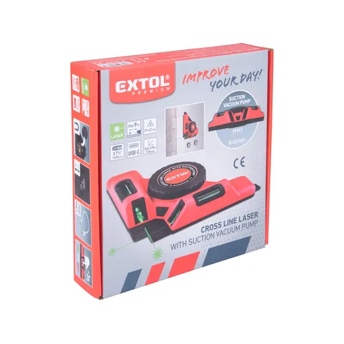 Laser zelený-úhelník 90°, s elektr. přísavným modulem EXTOL PREMIUM 8823303