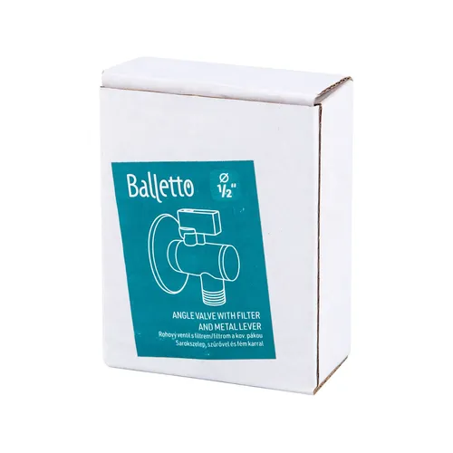 Ventil rohový s filtrem a kovovou pákou, 1/2"-1/2" BALLETTO 81153