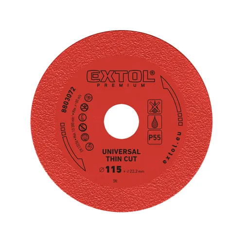 Kotouč diamantový řezný extra tenký, 115x22,2x1,2mm EXTOL PREMIUM 8803072