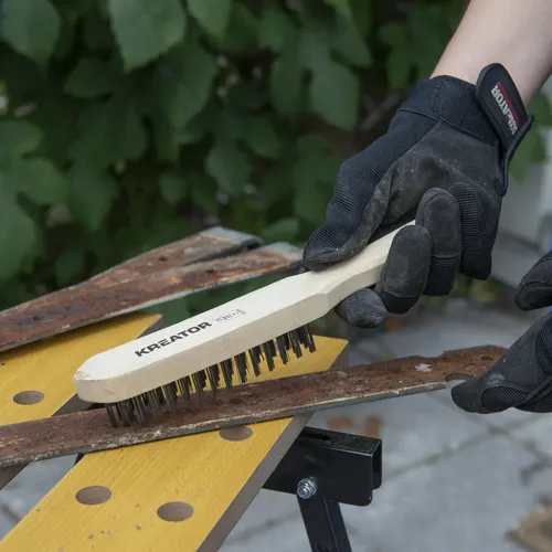 Ruční drátěný ocelový kartáč, dřevěná rukojeť Kreator KRTH50002