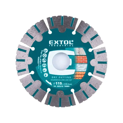 Kotouč diamantový řezný segmentový long life cut, suché řezání, o 115x22,2x1,8mm EXTOL INDUSTRIAL 8703036