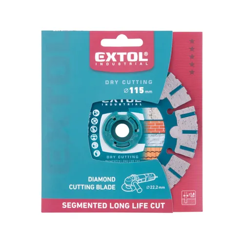 Kotouč diamantový řezný segmentový long life cut, suché řezání, o 115x22,2x1,8mm EXTOL INDUSTRIAL 8703036