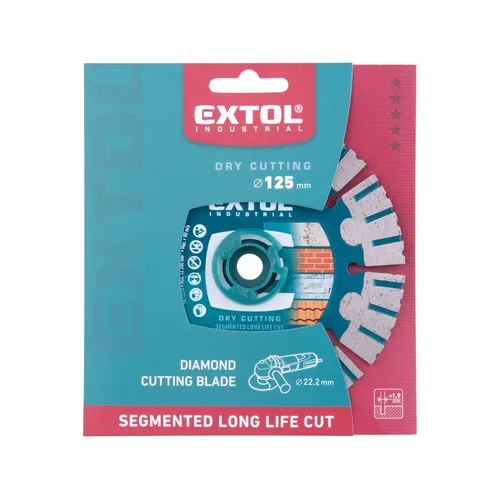 Kotouč diamantový řezný segmentový long life cut, suché řezání, o 125x22,2x1,9mm EXTOL INDUSTRIAL 8703037