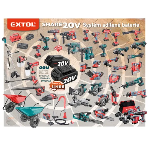 Bruska úhlová aku share20v, 125mm, brushless, 4ah EXTOL PREMIUM 8891838